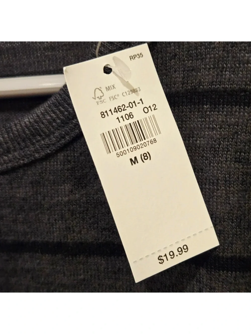 Old Navy Boys Size Medium 8 Striped Gray and Black Long Sleeve Thermal Shirt